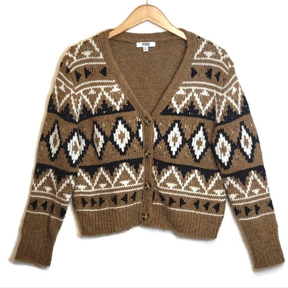 BB Dakota Steve Madden Fair Isle Aztec Button Down Cardigan Sweater Cozy Fall S - Picture 2 of 15
